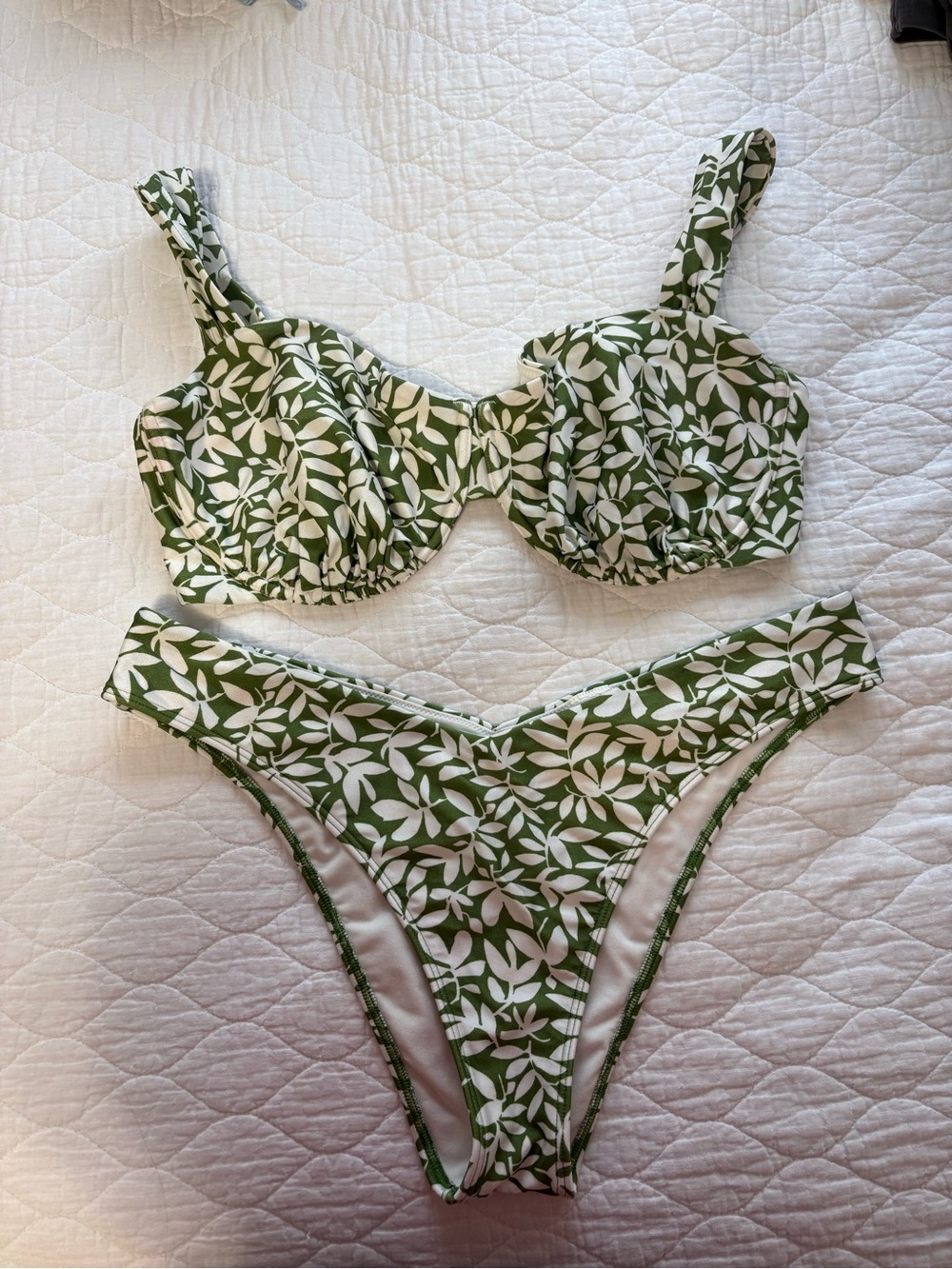 Abercrombie & Fitch Green & White Bikini Set